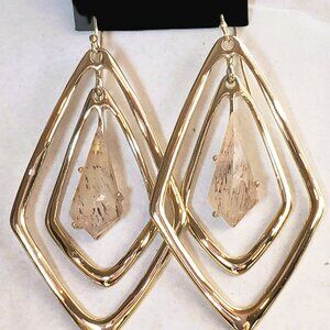 NWOT Alexis Bittar Gold Pyrite Doublet Drop Earrings Articulated Mixed Metal